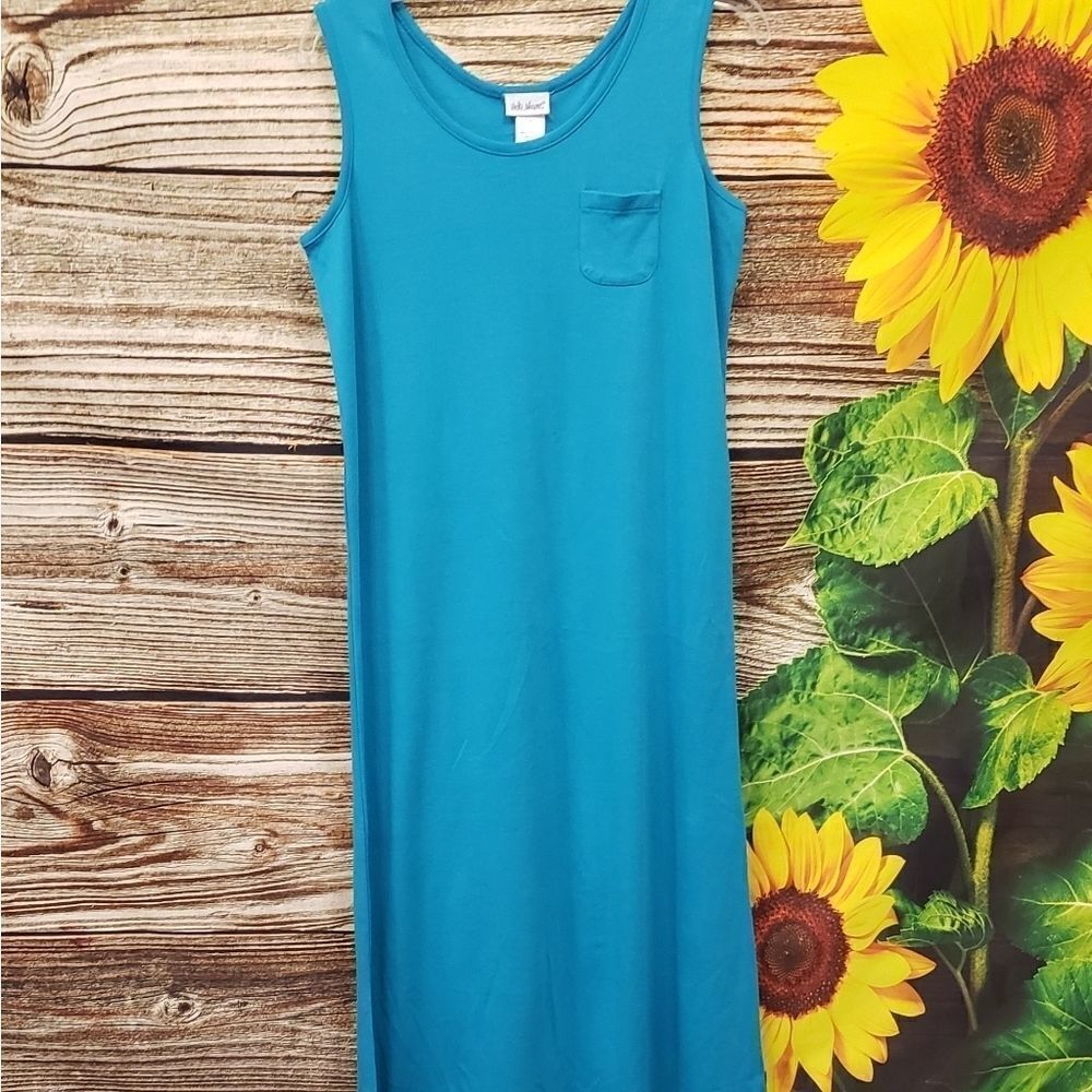 Vicki Wayne maxi teal stretch dress size small